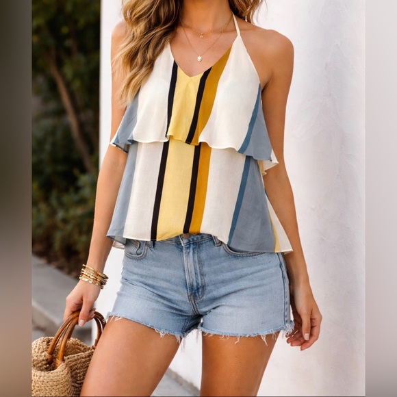 Amanda Uprichard Tops - Amanda Uprichard Yellow and Black Striped Top. Size S